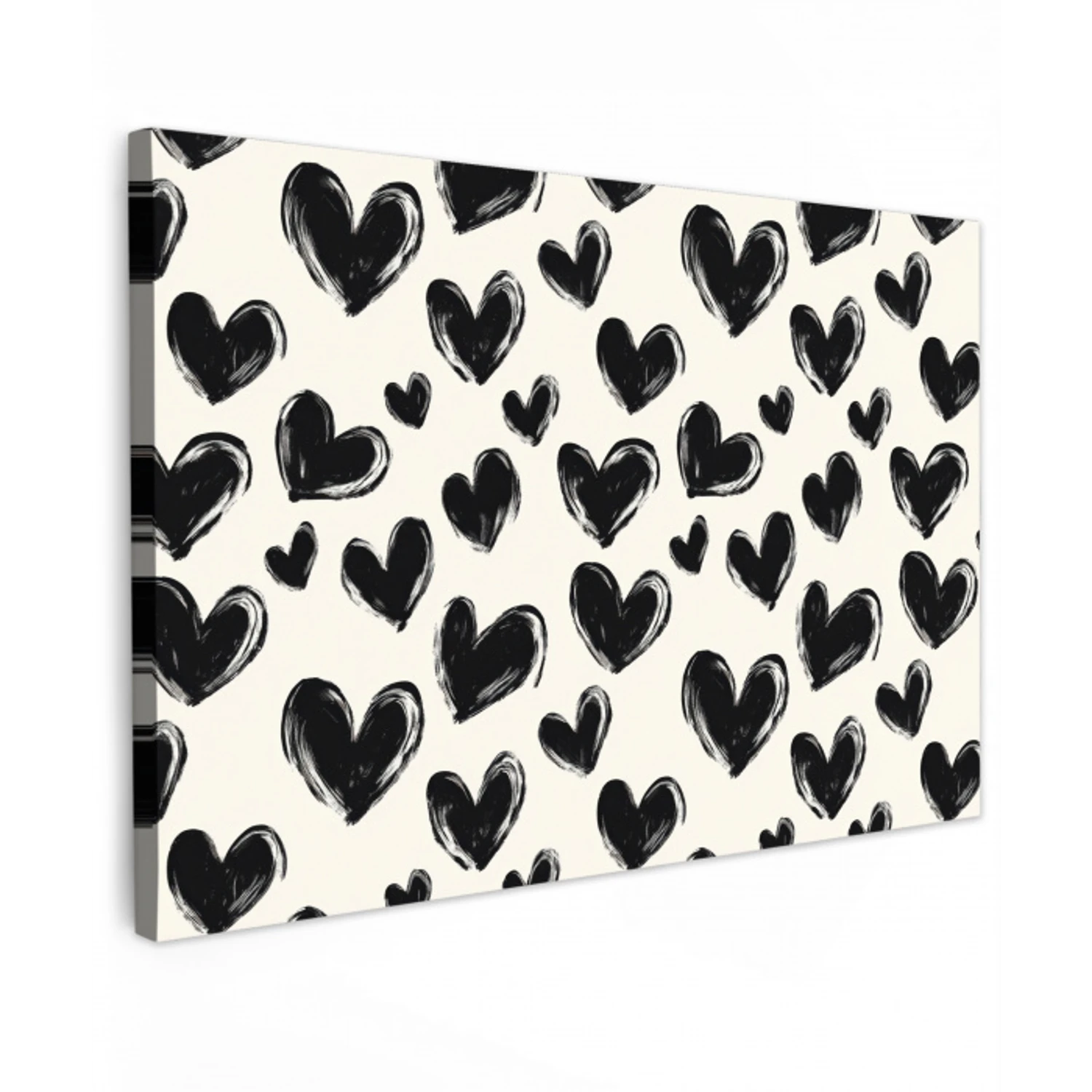 Hartjes - Patroon - Zwart canvas 2cm klein 34 -z3d
