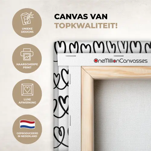 Wit - Harten -  Verweven - Zwart canvas 2cm xxl 828 -sfeer2