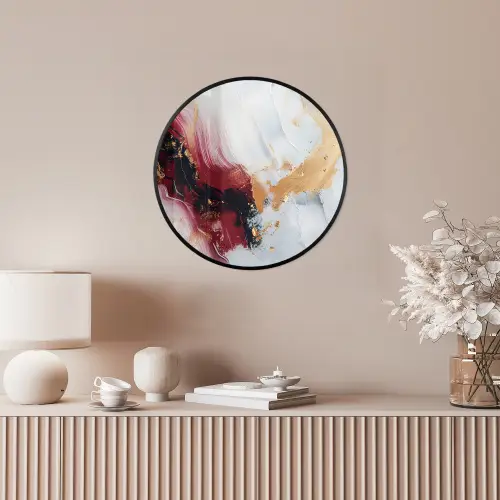 Rood - Abstract - Goud - Modern Fotolijst rond zonder passe partout klein -sfeer3