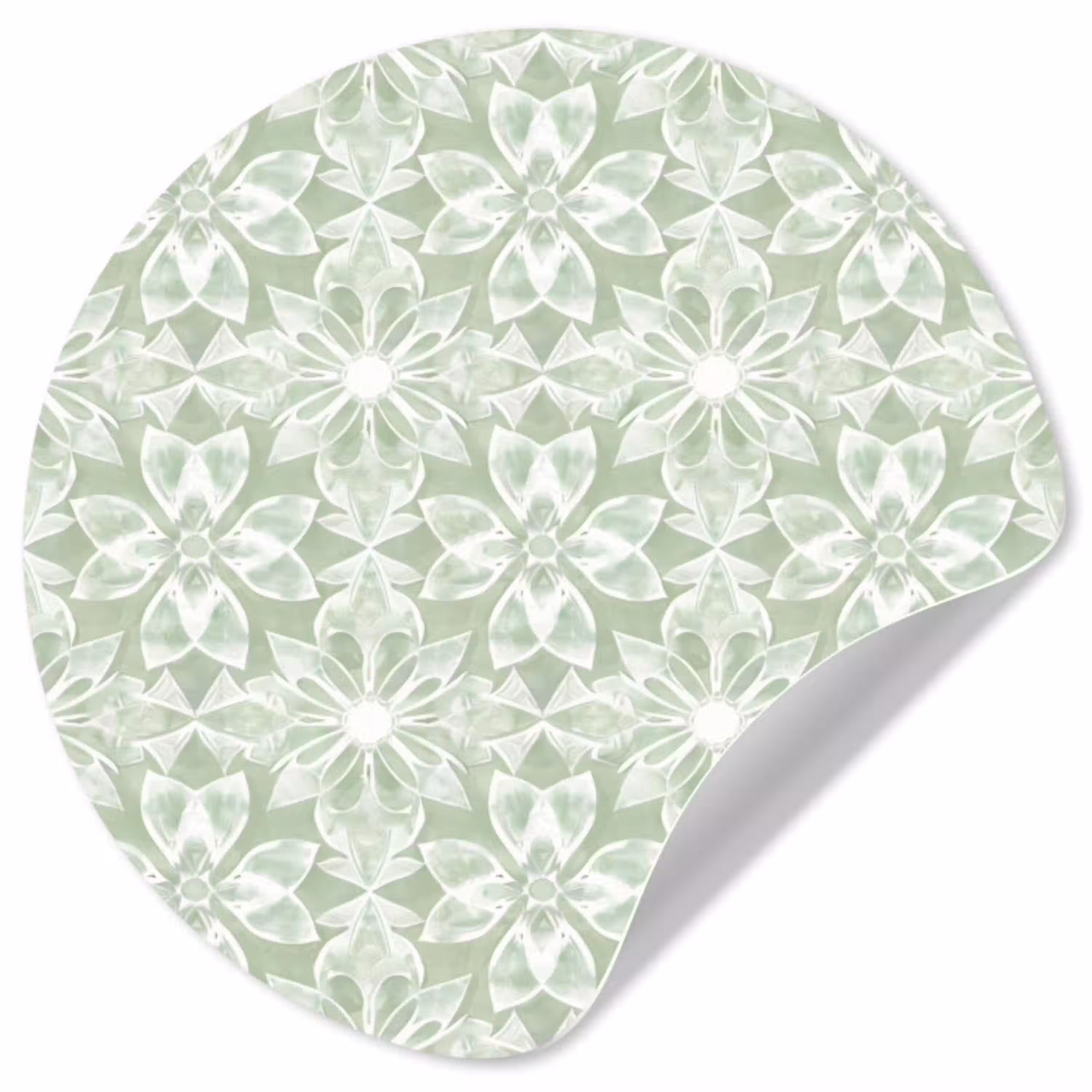 Saliegroen - Symmetrisch - Mandala - Ornament - Patroon Wandcirkel behangsticker klein 186 -3d