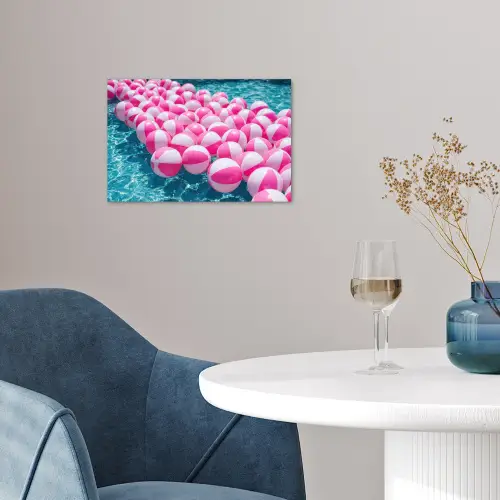 Strandballen - Roze - Water poster papier klein -sfeer3