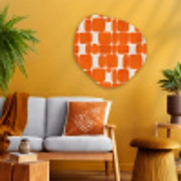 Patroon - Retro - Oranje Wandcirkel Organisch Aluminium middel 851 -sfeer4