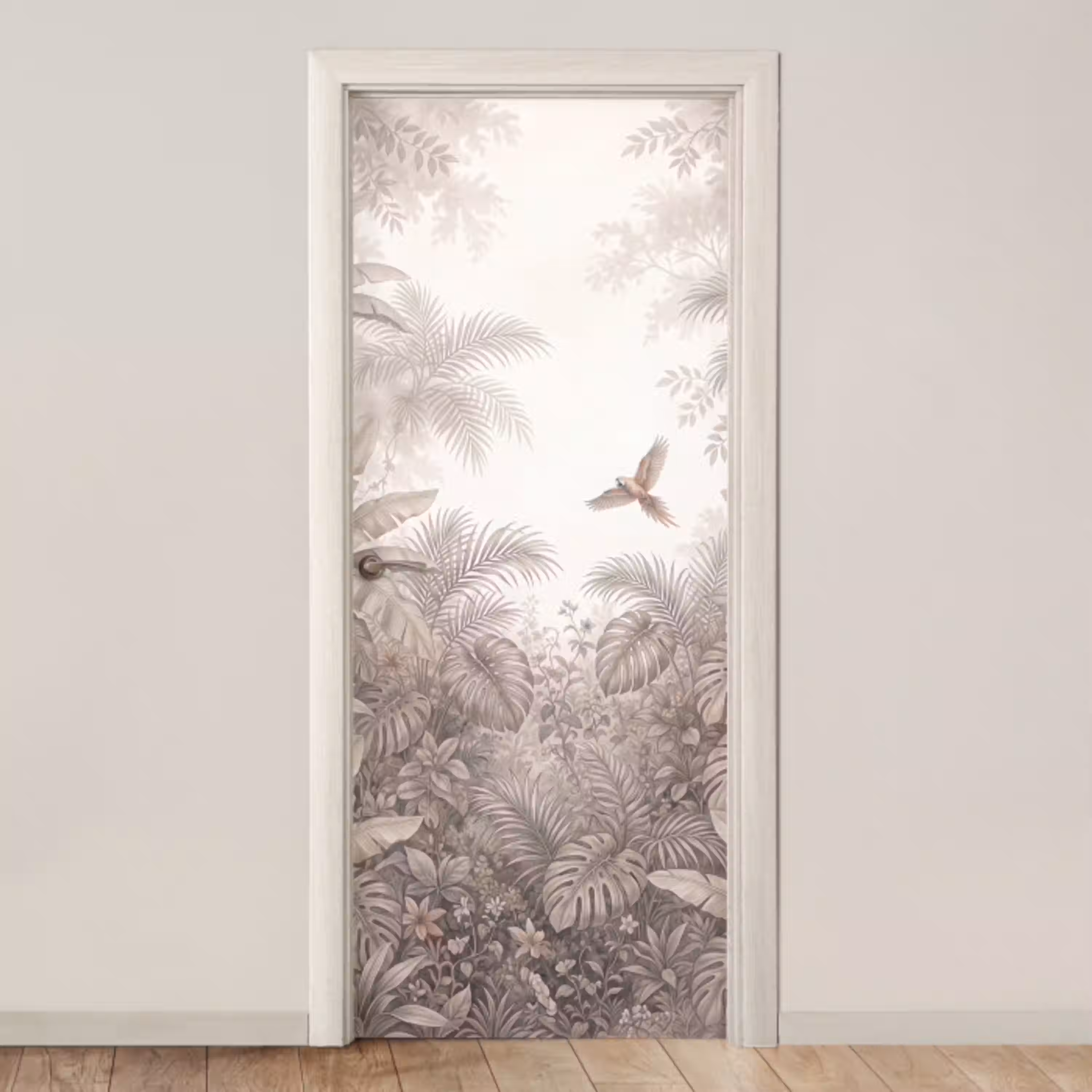 Papagaai - Jungle - Tropisch deurposter klein -3d_beige