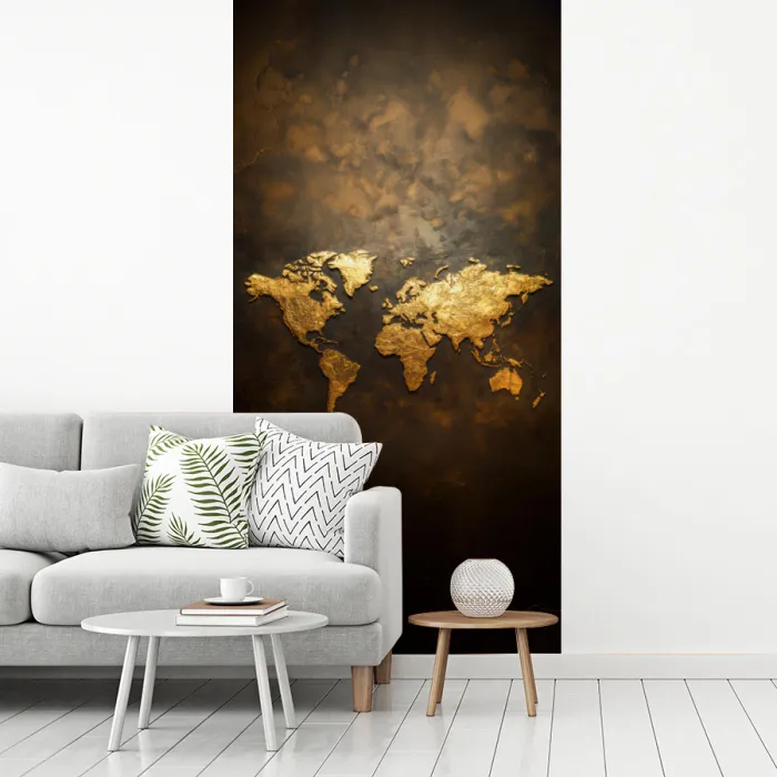 Wereldkaart - Goud - Roest fotobehang vinyl groot -woonkamer