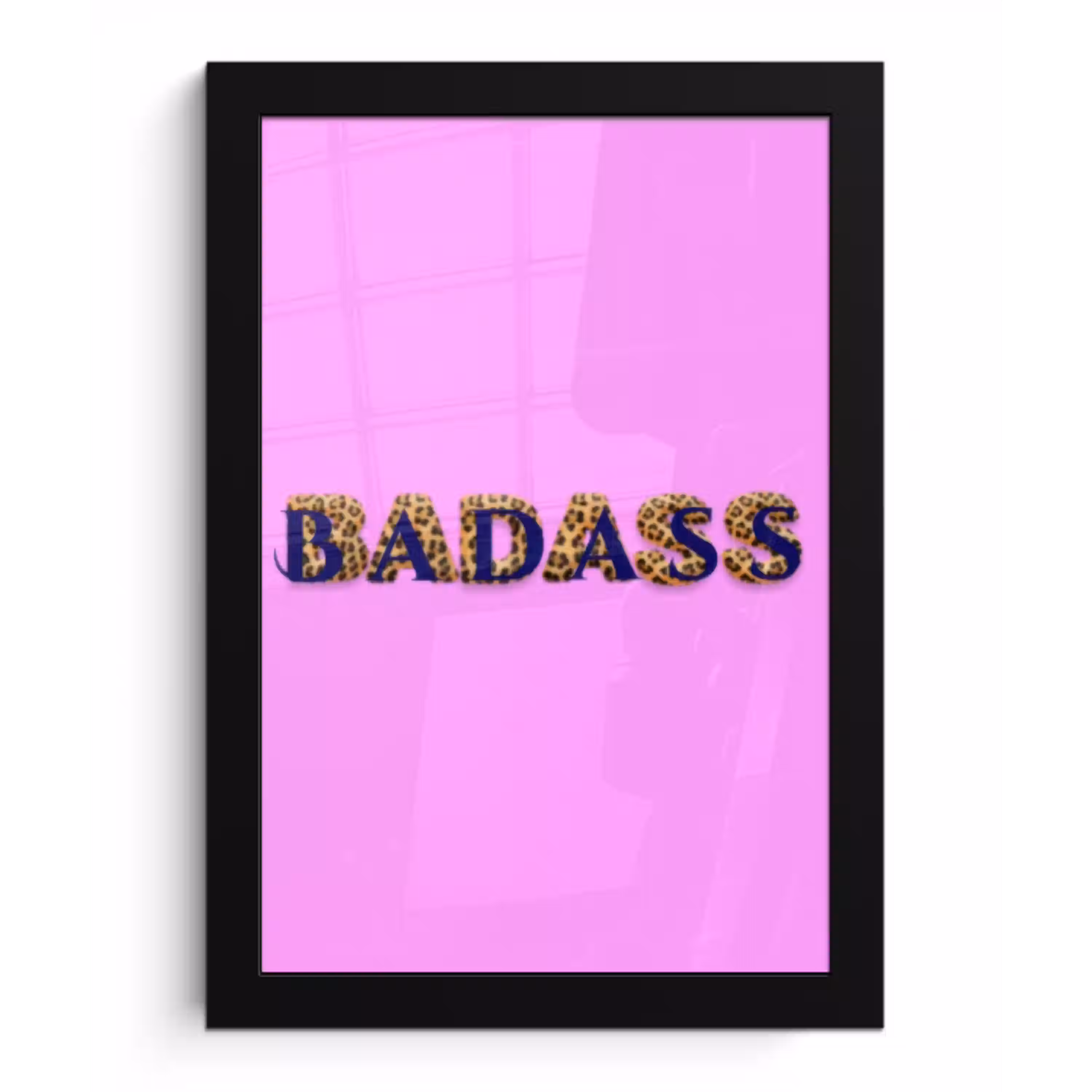 Felroze - Badass - Panterprint - Schaduw fotolijst zwart zonder passe partout klein -3d