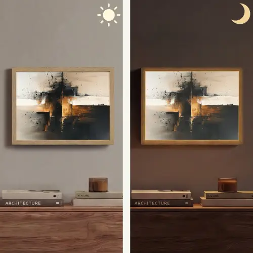 Modern - Zwart - Verf - Goud Light Box met batterij (Wandlamp) middel -sfeer3