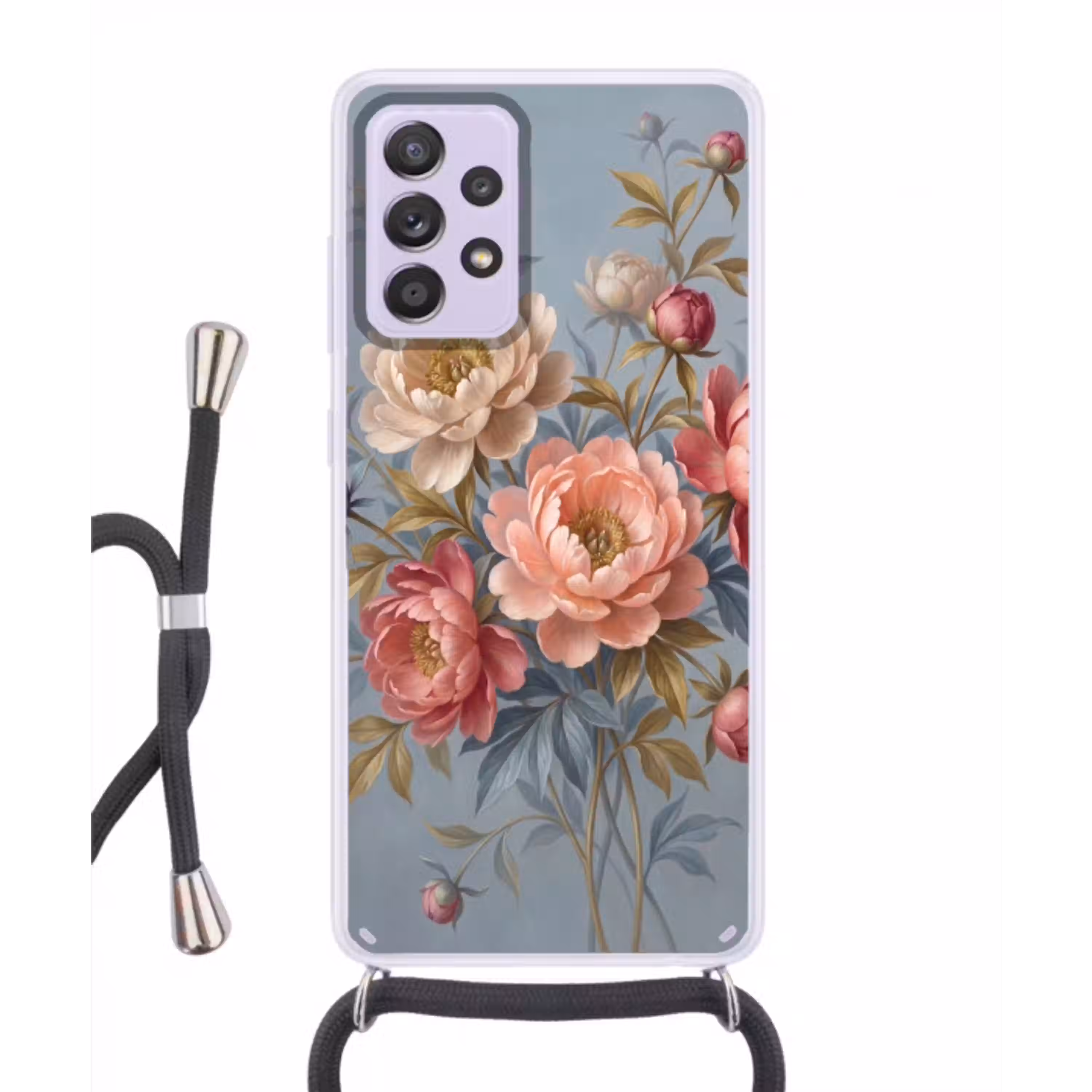 Bloemen - Roze - Beige - Modern - Natuur Hoesje Samsung Galaxy A52 5G met koord klein -3d