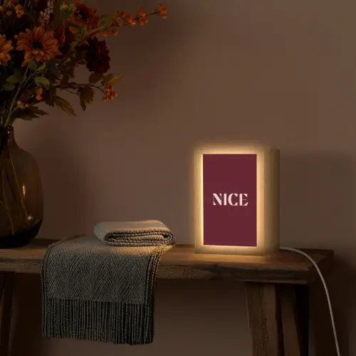 Nice - Bordeaux - Roze Light Box met kabel (Tafellamp) klein -sfeer4