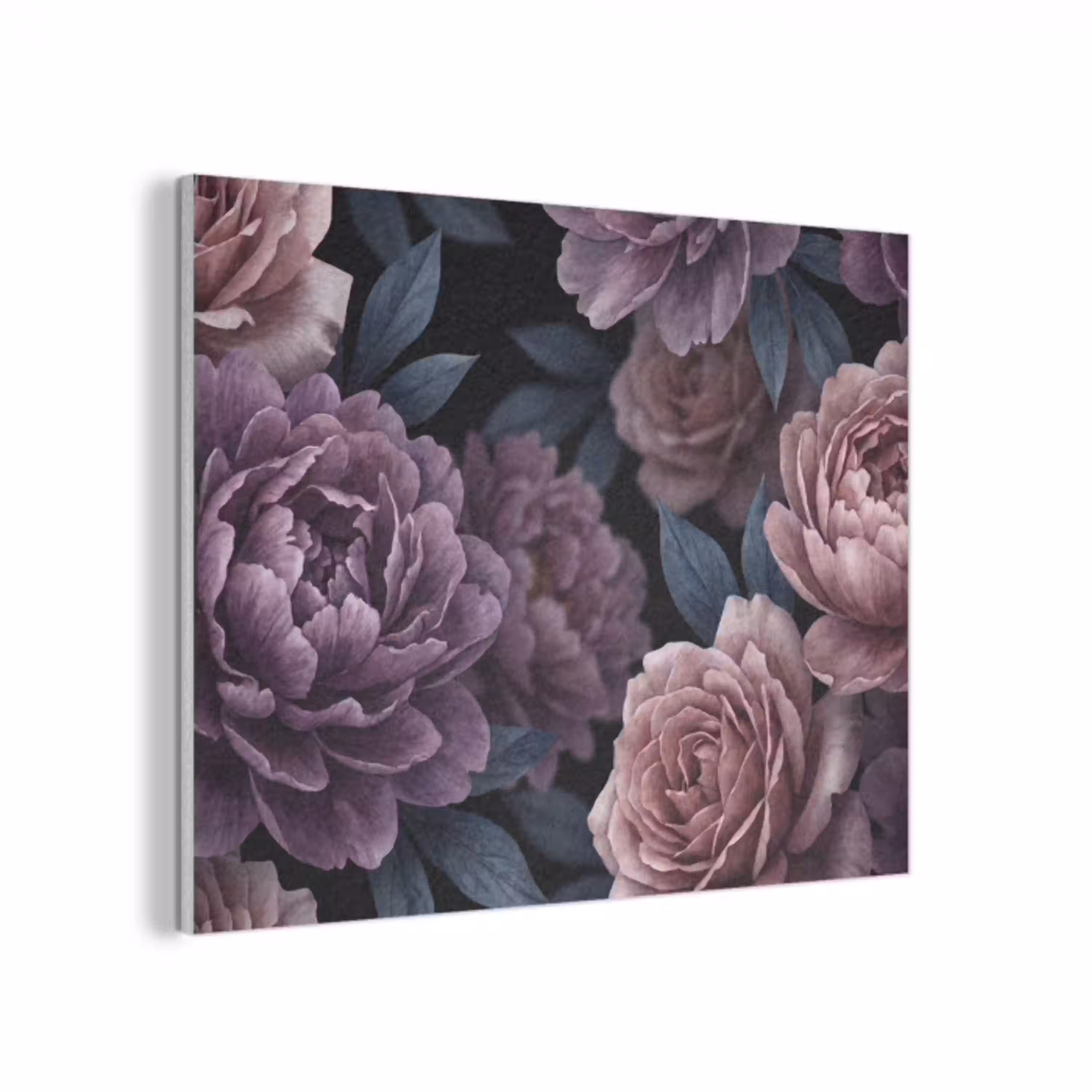 Bloemen - Patroon - Donker - Botanisch - Paars PET vilt klein -3d