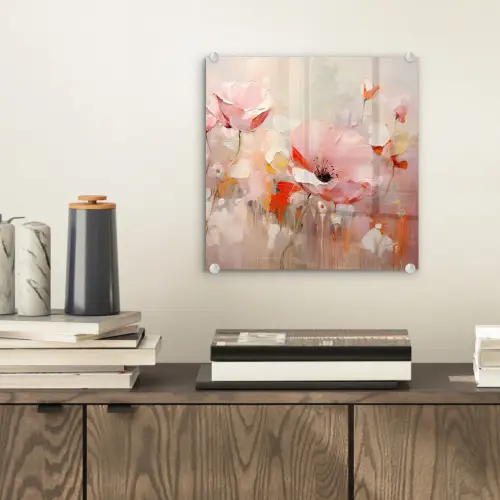 Bloemen - Watercolor - Roze - Abstract - Kunst plexiglas 5mm klein -sfeer1