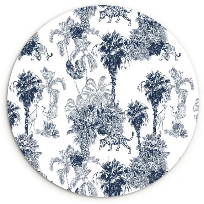 Jungle - Beplanting - Blauw Wandcirkel plexiglas klein 852 -3d