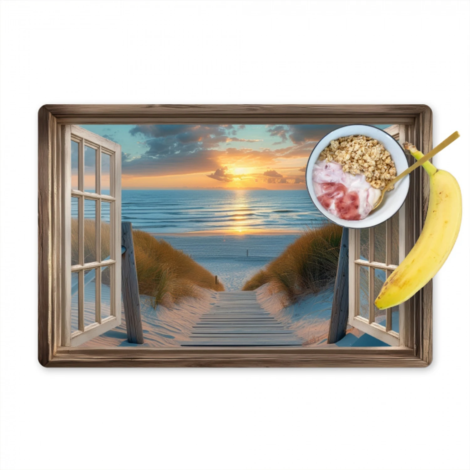 Doorkijk - Strand - Pad - Zonsondergang Placemat vinyl groot -zzzproduct_Kitchenyeah-website