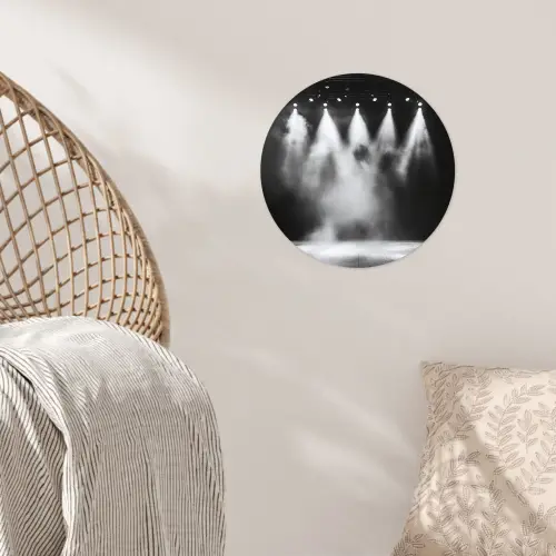 Theaterzaal - Mist - Spotlights - Zwart Wandcirkel behangsticker klein -sfeer4