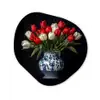 Rode - Bloemen - Tulpen - Vaas Wandcirkel Organisch Plexiglas middel -3d