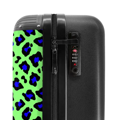 Blauw uipaardpatroon op groene achtergrond NBS - Handbagage koffer - Kinderen Unisex middel -slot