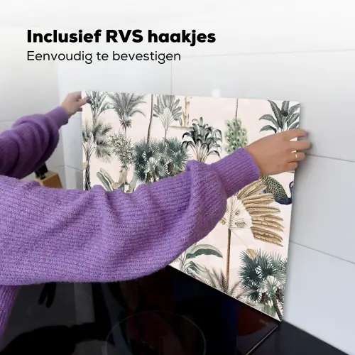 Bladeren - Monstera - Jungle - Tropical Inductie beschemer met haakjes klein -ky-ophangen-nl