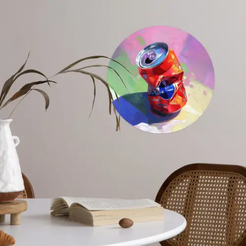 Frisdrank - Blik - Paars Wandcirkel behangsticker klein -sfeer3