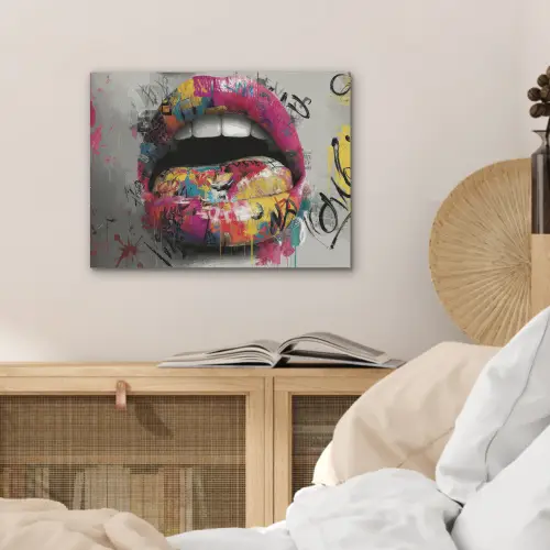 Lippen - Graffiti - Expressief PET vilt klein -sfeer3