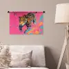 Luipaard - Roze - Oranje - Blauw - Verf Wandkleed katoen klein -sfeer4