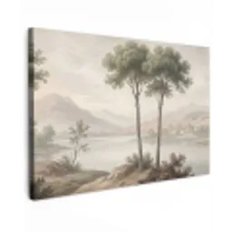 Bomen - Meer - Bergen - Illustratie canvas 2cm klein -z3d