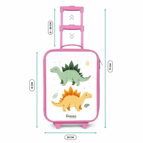 Vrolijke stegosaurusvrienden Kinderkoffer - Roze klein -productfoto_formaten