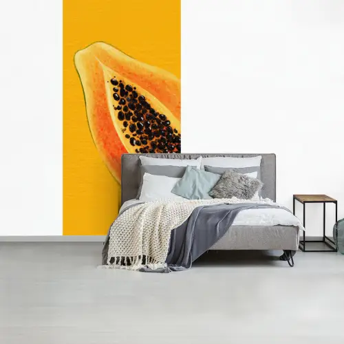 Papaja - Oranje - Topisch fotobehang vinyl groot -slaapkamer