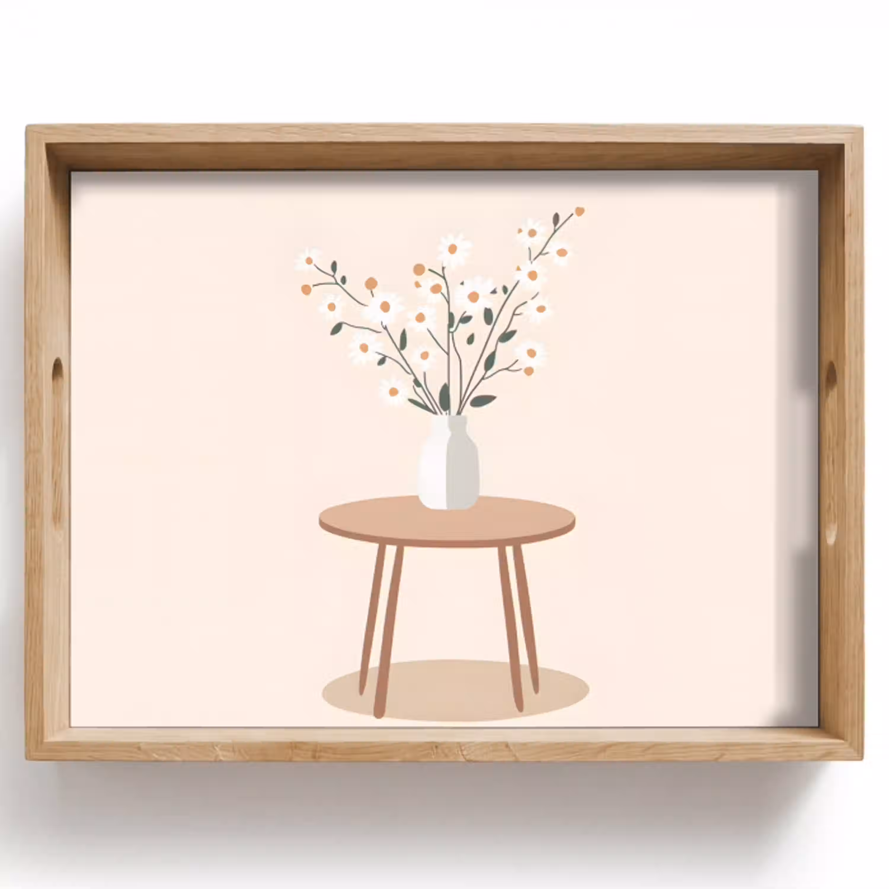 Vaas - Bloemen - Madeliefjes - Beige Dienblad Rechthoek middel -z3d_shopping