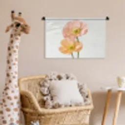 Papavers - Botanisch - Roze Wandkleed katoen klein -wsfeer5_kind