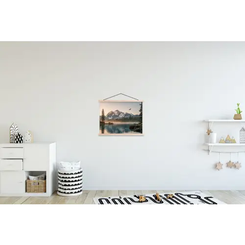Bergen - Water - Bomen textielposter latten blank klein -kinderkamer