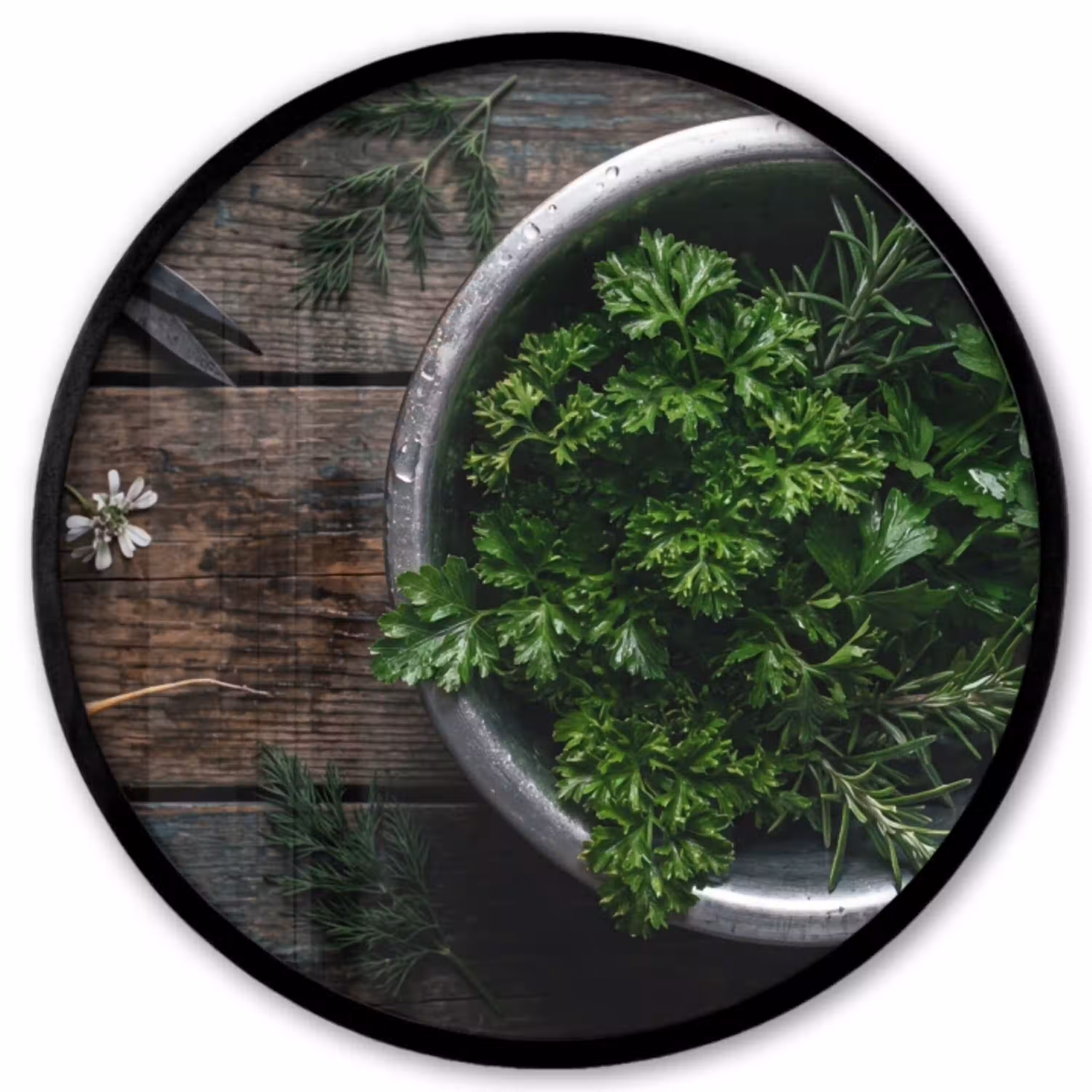 Groenten - Hout - Eten Fotolijst rond zonder passe partout klein -3d