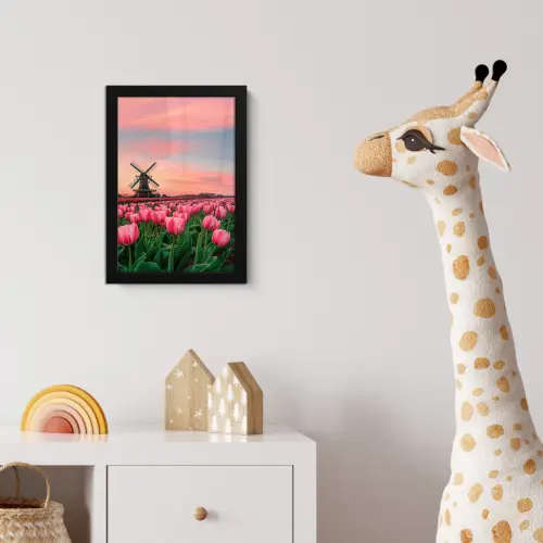 Tulpen - Molen - Nederland fotolijst zwart zonder passe partout klein -usfeer4_kinderkamer