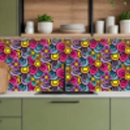 Patroon - Hippie - Bloemen - Paars keuken achterwand 2 middel 871 -sfeer3