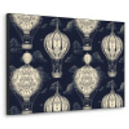 Luchtballonnen - Wolken - Patroon - Donkerblauw Textielframe zwart klein 947 -3d