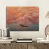 Zee - Boot - Wolken - Oranje PET vilt klein -sfeer1