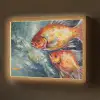 Vissen - Water - Dieren - Kunst - Olieverf Light Box met batterij (Wandlamp) middel -z3d_website