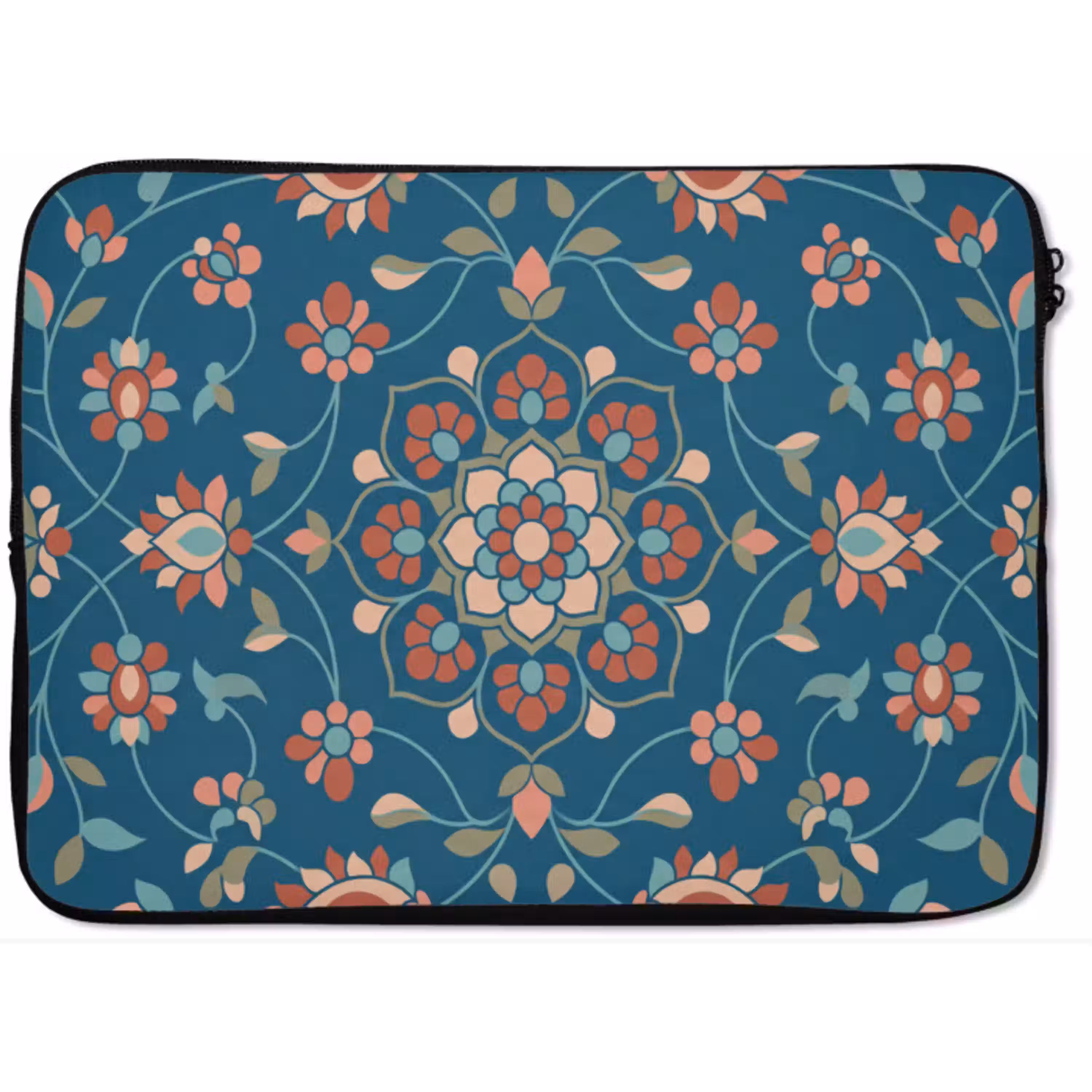 Bloemen - Patroon - Natuur - Ornament - Blauw laptophoes neopreen klein -zkaufland3dotto