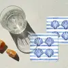 Vier schelpen - Blauw - Wit - Strepen onderzetter kurk middel -sfeer4