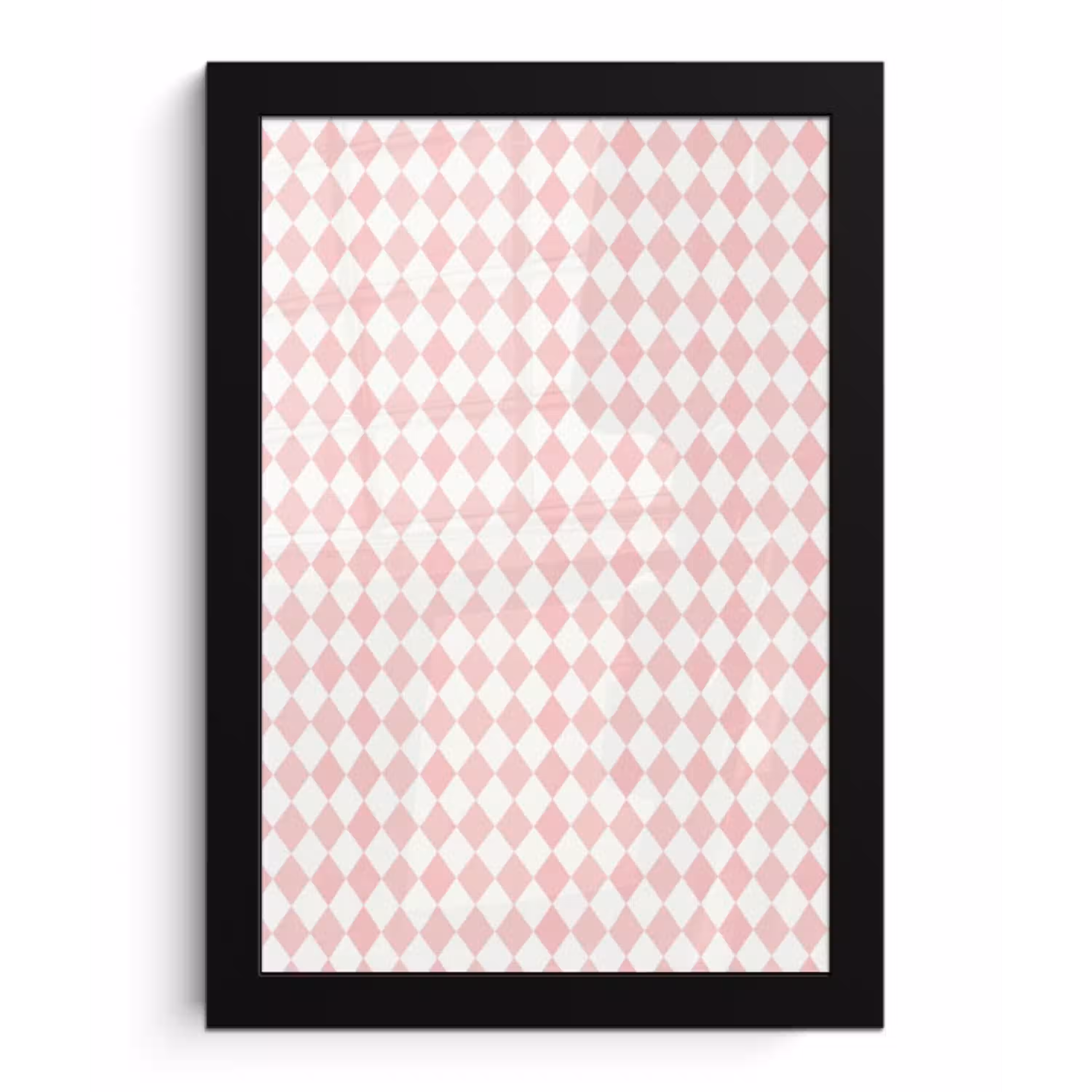Lichtroze - Ruiten - Geometrisch - Patroon fotolijst zwart zonder passe partout klein 224 -3d