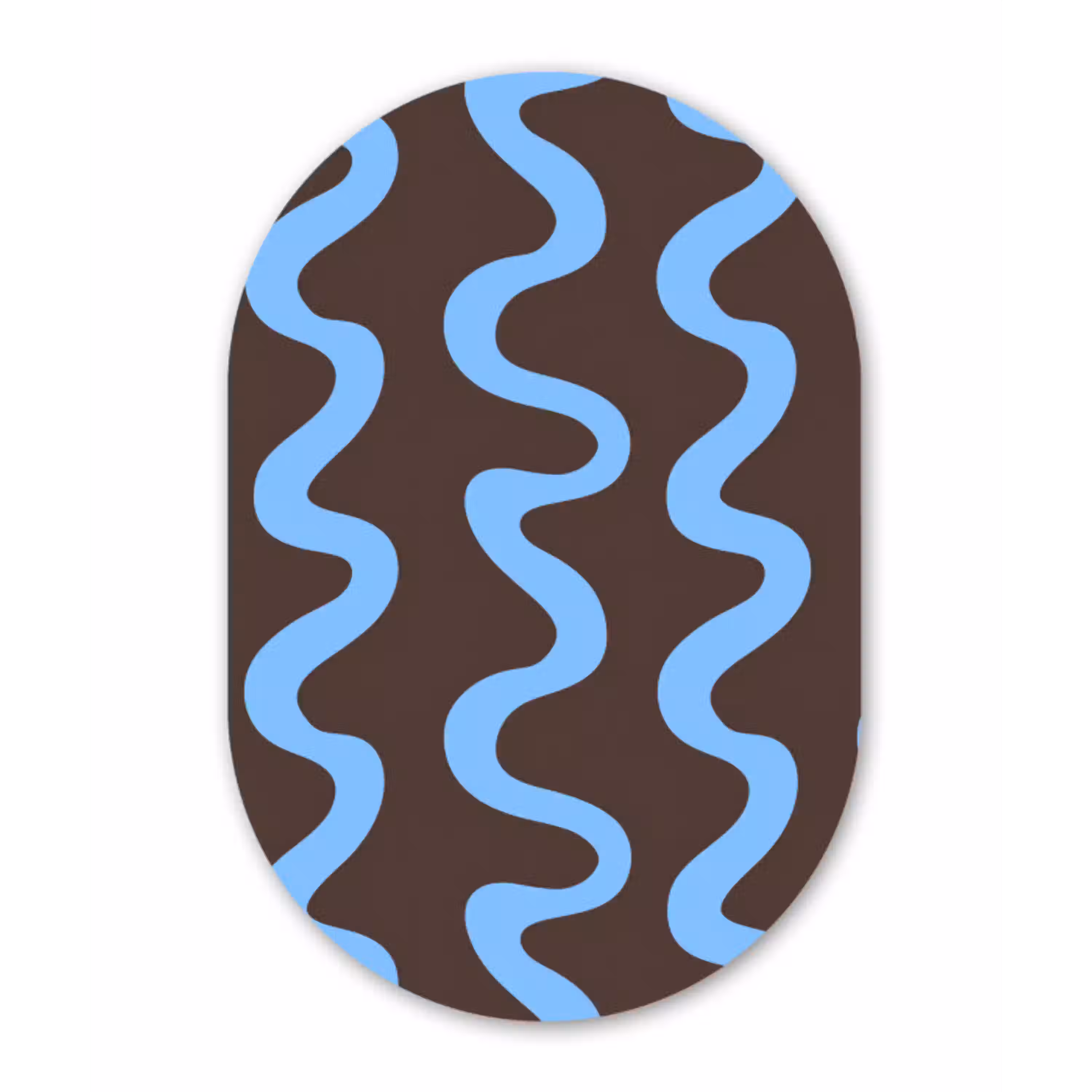 Kronkelende lijnen - Blauw - Bruin - Minimalistisch Wandcirkel Ovaal Aluminium middel 839 -3d