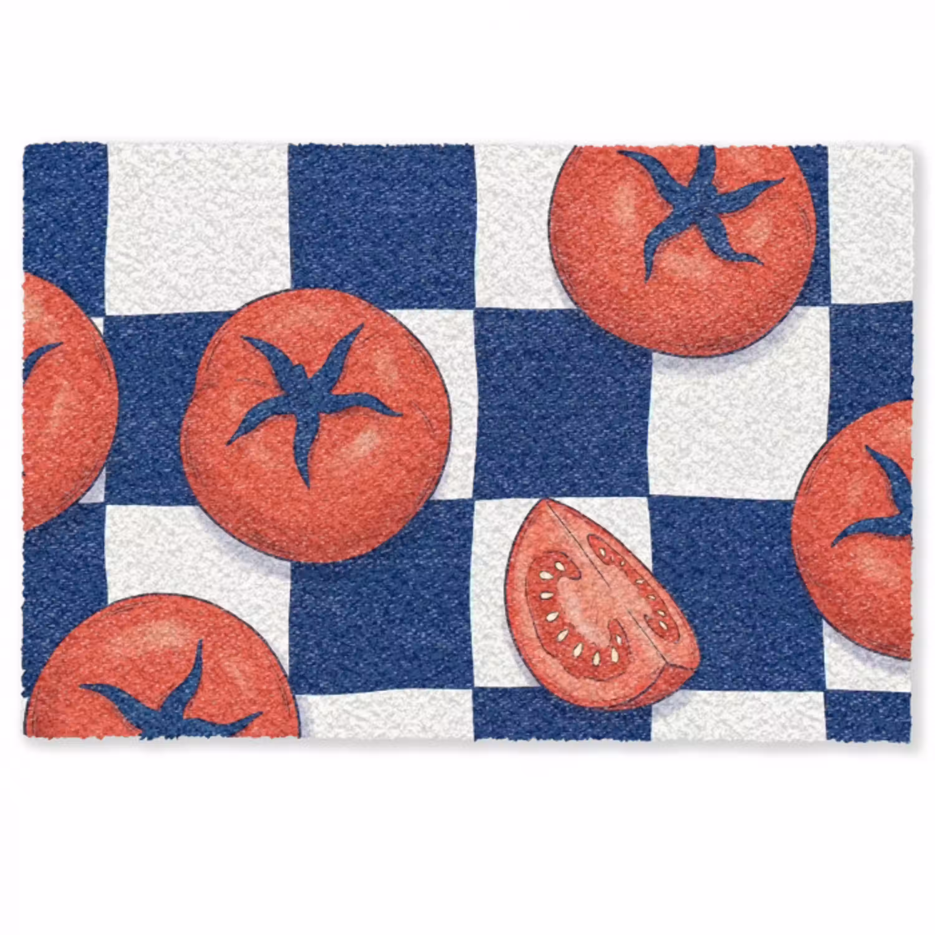 Eten - Tomaten - Keuken - Illustratie - Rood-Blauw Deurmat klein -zkaufland3d