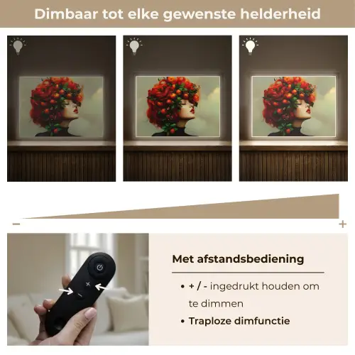 Vrouw - Appels - Rood - Bladeren Light Box met batterij (Wandlamp) middel -USP_dimbaarNL