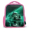 Vrachtwagen - Neon - Groen - Stad Kinderrugzak - Roze middel -3d