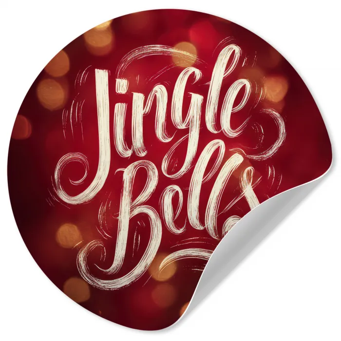 Jingle - Bells - Kerst - Rood Wandcirkel behangsticker klein -3d