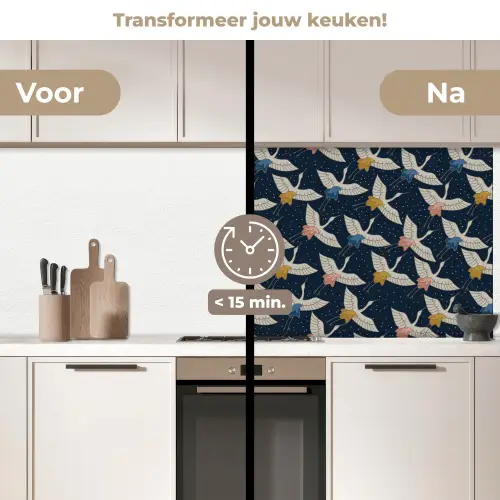 Vogels - Nacht - Japan - Patronen keuken achterwand 2 middel 871 -voor-na2_NL