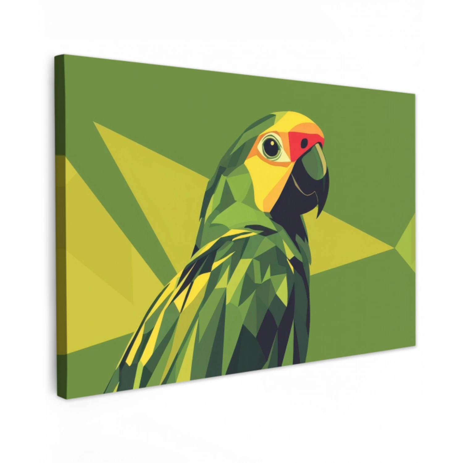 Papegaai - Groen - Snavel - Abstract canvas 2cm klein -z3d