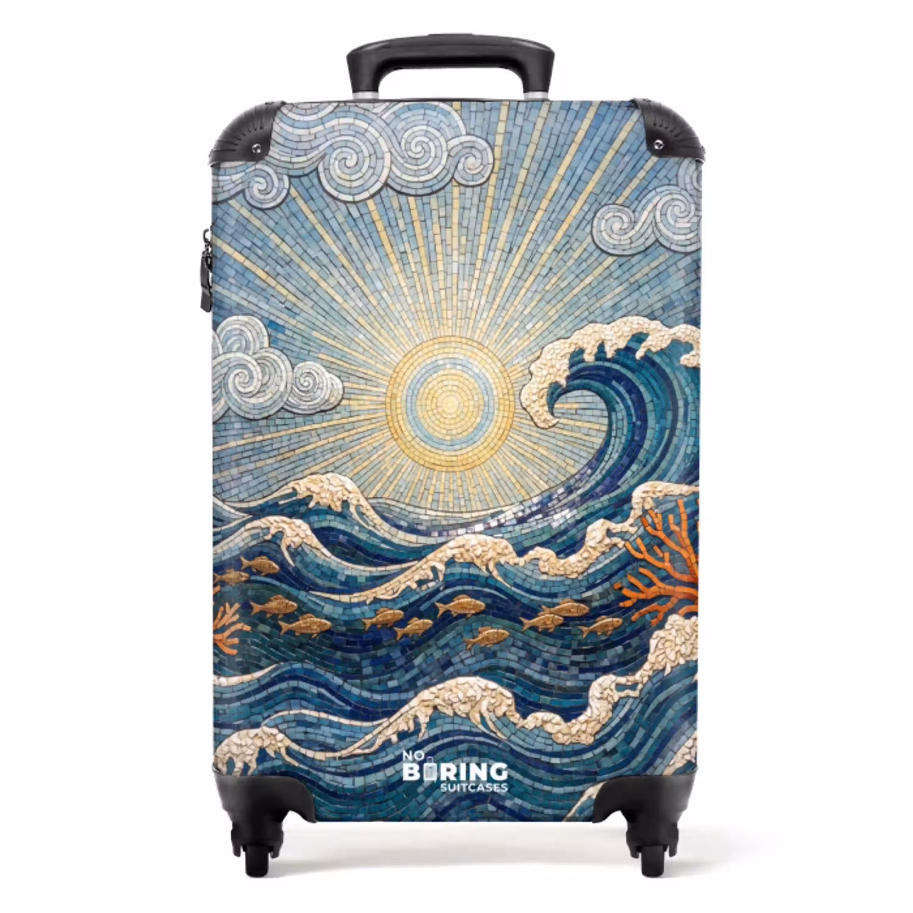 Onderwater - Koraal - Vis - Natuur - Kunst NBS - Handbagage koffer - Volwassenen Unisex middel -productfoto_recht