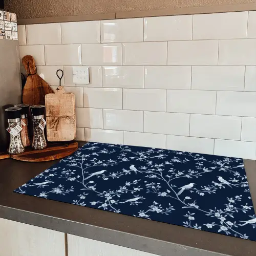 Grafisch - Bloesemtak - Blauw Inductie beschermer vinyl 3mm klein 276 -sfeer3