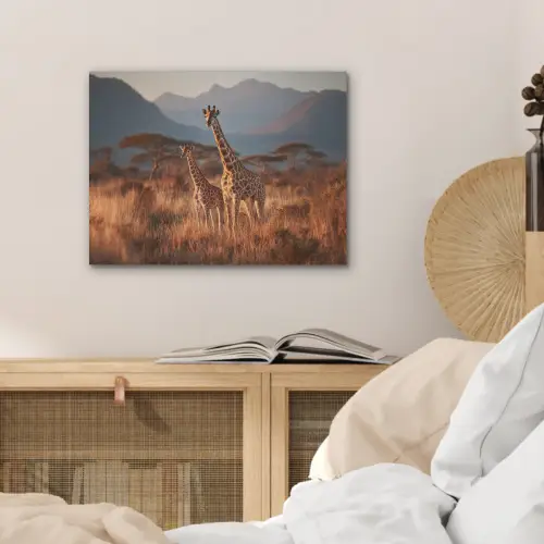 Giraffen - Hoog gras - Acaciabomen PET vilt klein -sfeer3
