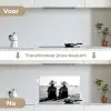 Vrouwen - Zonnehoed - Strand - Zwart - Wit keuken achterwand spatscherm klein -voor_na_NL