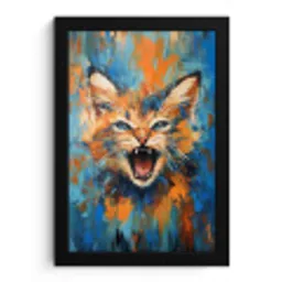 Kat - Kleurrijk - Oranje - Blauw fotolijst zwart zonder passe partout klein -3d